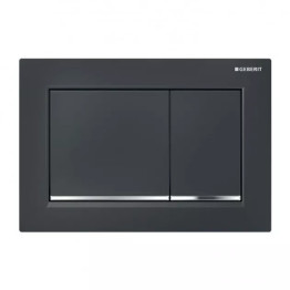 Geberit Omega30 Dual Flush Plate - Black/Gloss Chrome 115.080.KM.1